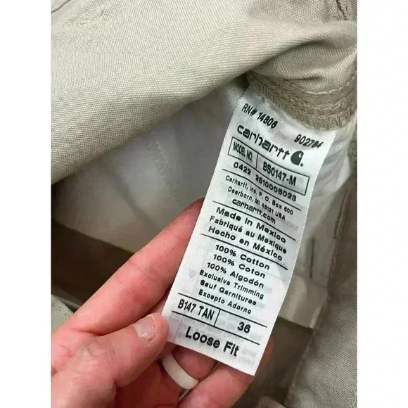 Carhartt Men's 36 Cargo Shorts Canvas Utility 10" Inseam Tan Loose Fit Workwear - Picture 4 of 10